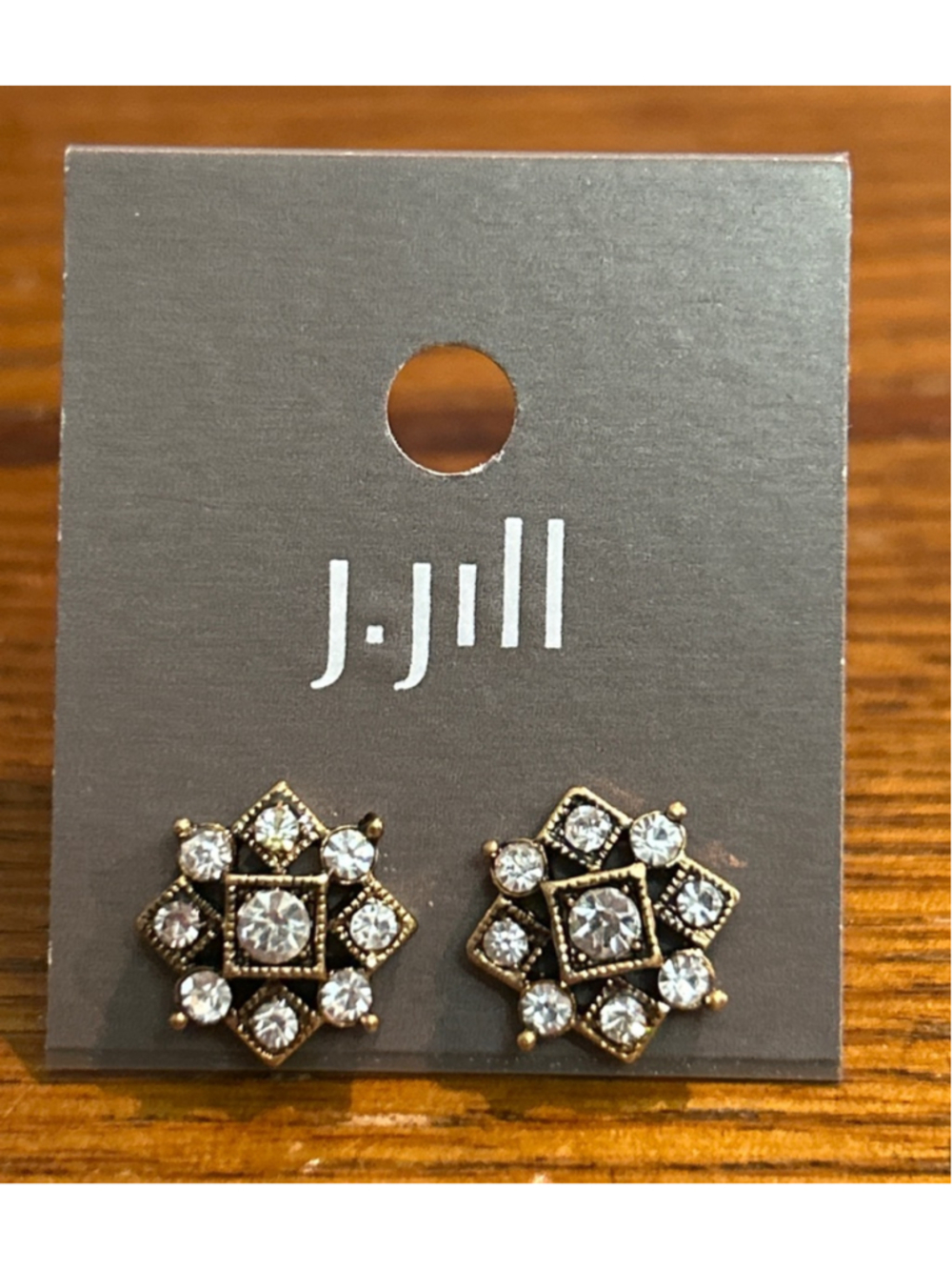 Women's J.Jill One Size Gold & Clear Crystal Stud Earrings